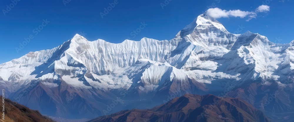 Obraz premium a snow covered mountain with a blue sky in the background