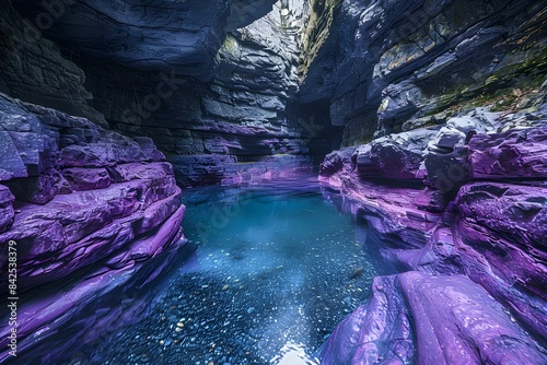 Purple canyon river water rocks stones photo