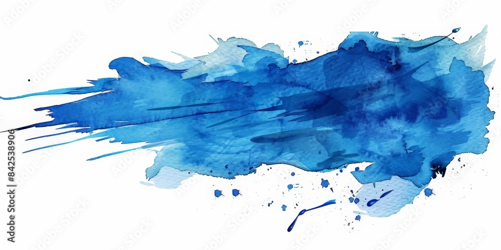 Obraz premium Vibrant blue watercolor brushstrokes, isolated on a transparent background.