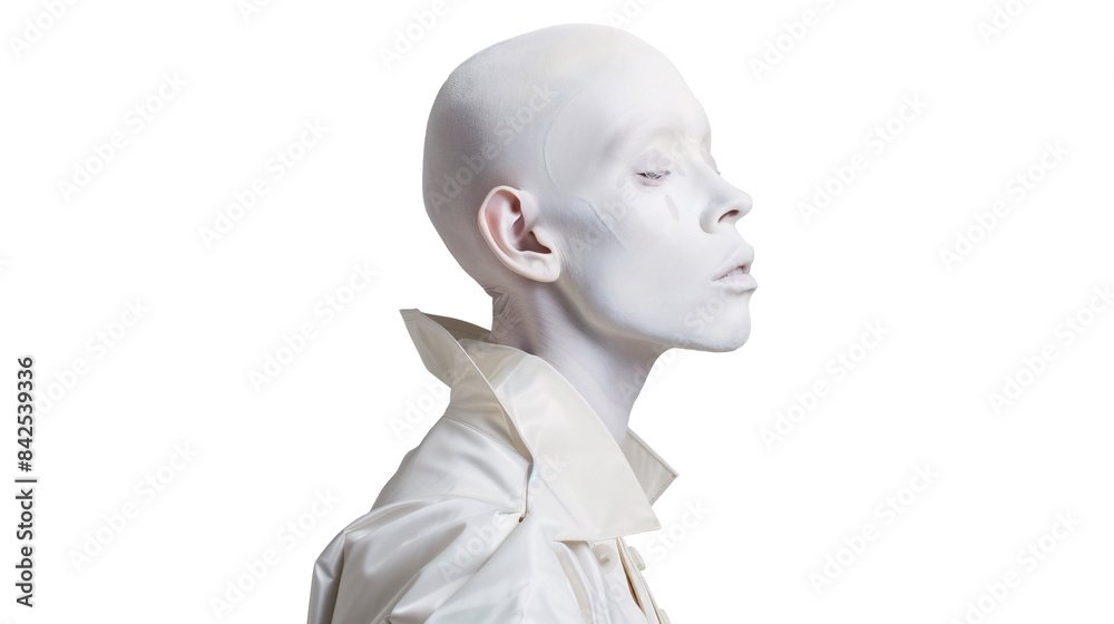 a person with white face paint a person with white face paint