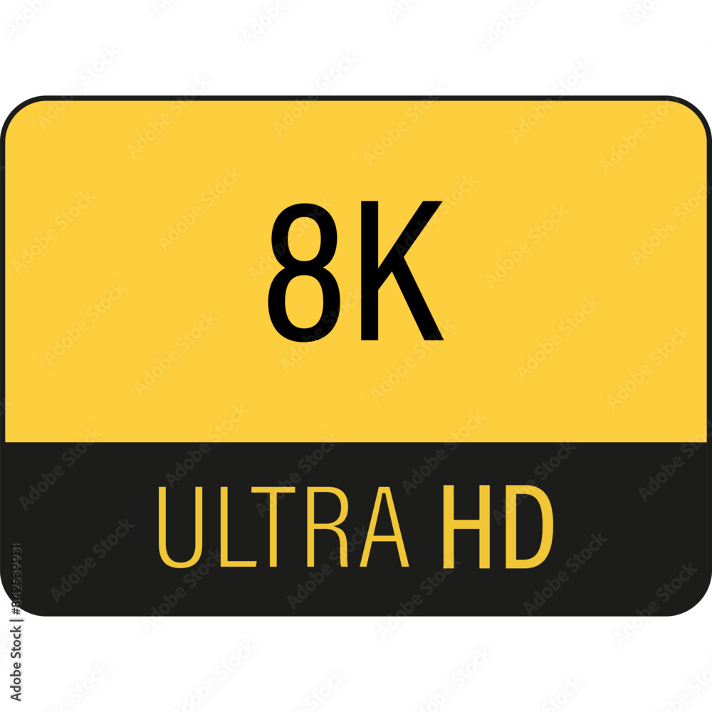 8K Ultra HD Resolution. 8K Ultra HD Label. High Technology Icon 8K Ultra HD Resolution. 8K Ultra HD Label. High Technology Icon
