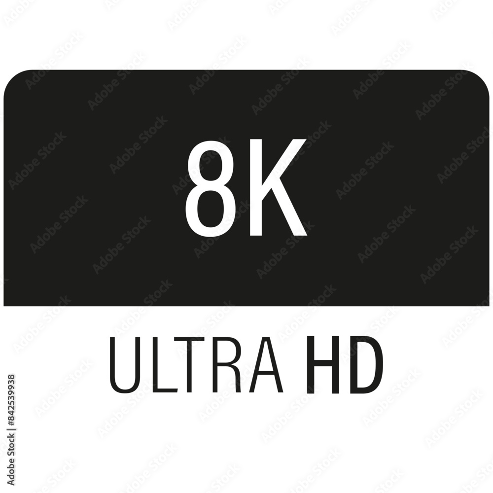 8K Ultra HD Resolution. 8K Ultra HD Label. High Technology Icon 8K Ultra HD Resolution. 8K Ultra HD Label. High Technology Icon