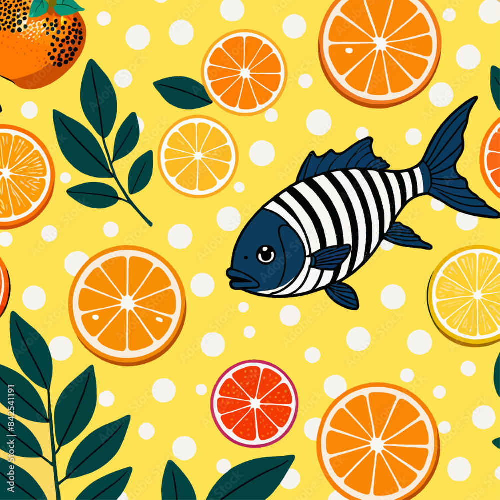 Lemon slice style pattern, fish texture pattern Lemon slice style pattern, fish texture pattern