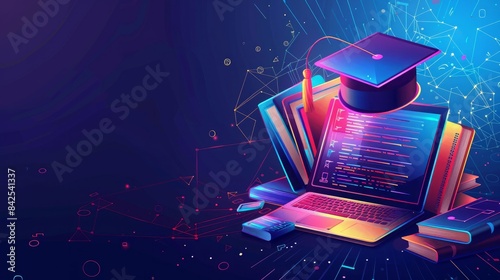 Education internet online digital technology concept. E-learning education, online internet course lessons. consulting, e-learning concept background. Banner