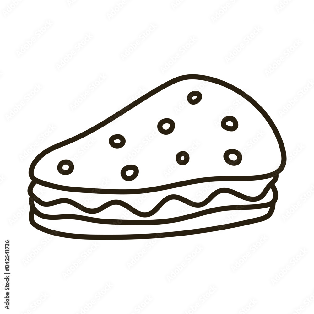 Doodle sandwich bun. Outline hand drawn icon for coffee and bakery cafe. Doodle sandwich bun. Outline hand drawn icon for coffee and bakery cafe.