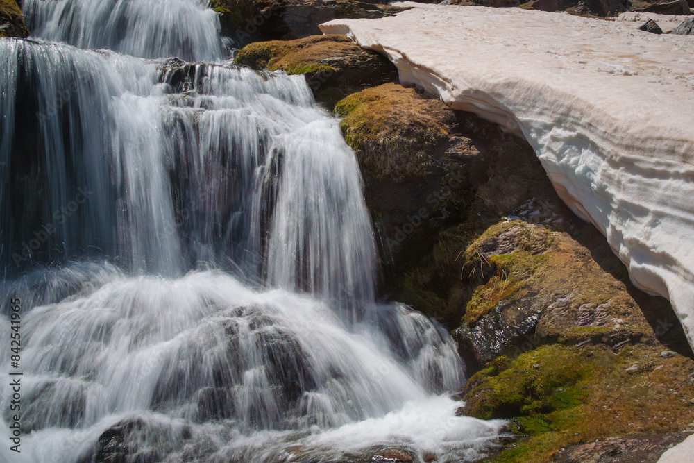 Close-Up of Lavaderos de la Reina Waterfall in Sierra Nevada Close-Up of Lavaderos de la Reina Waterfall in Sierra Nevada