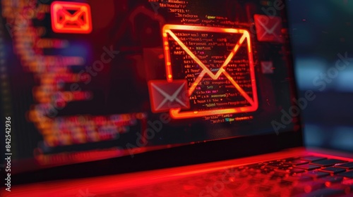 Email Phishing Warning: An email client with a phishing warning banner, alerting the user to a suspicious email