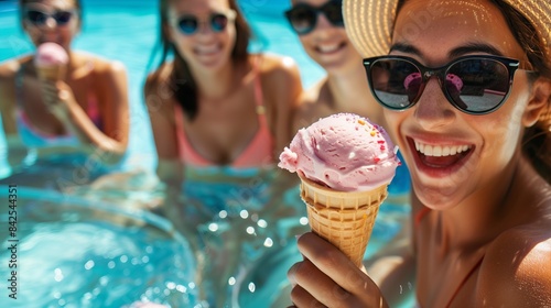 Friends enjoy eating ice cream