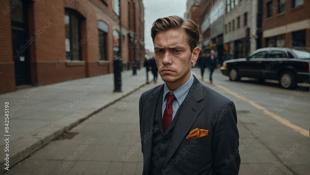 Sad man wearing suite and tie Sad man wearing suite and tie