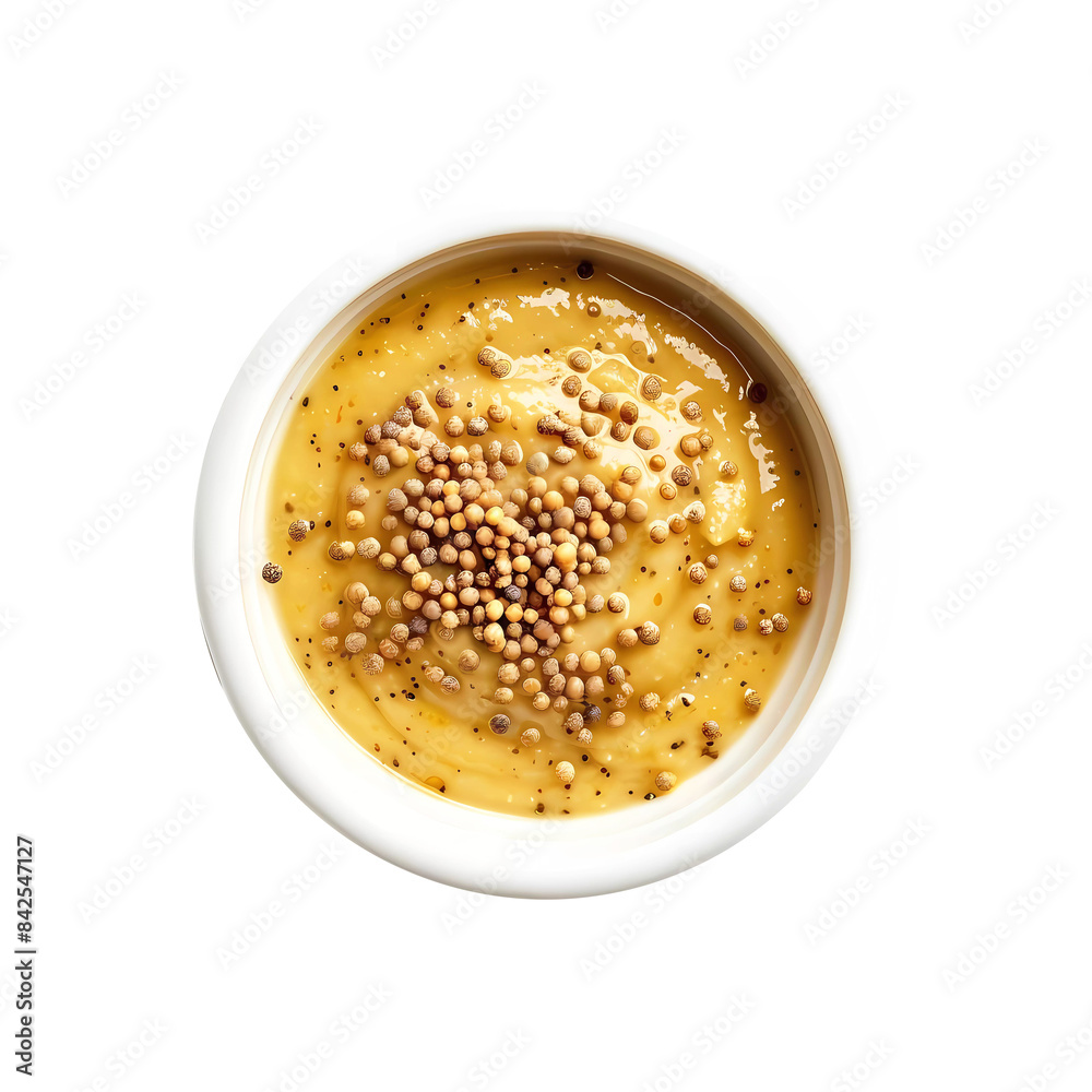 Mustard in white bowl on transparent background. Generative ai design. Mustard in white bowl on transparent background. Generative ai design.