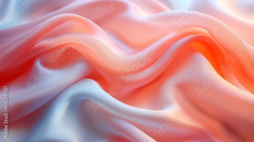Luxurious Pink and White Silk Fabric with Soft Waves