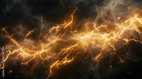 The golden flash of lightning against a dark background, reminding us of the powerful force and energy that accompanies storms.