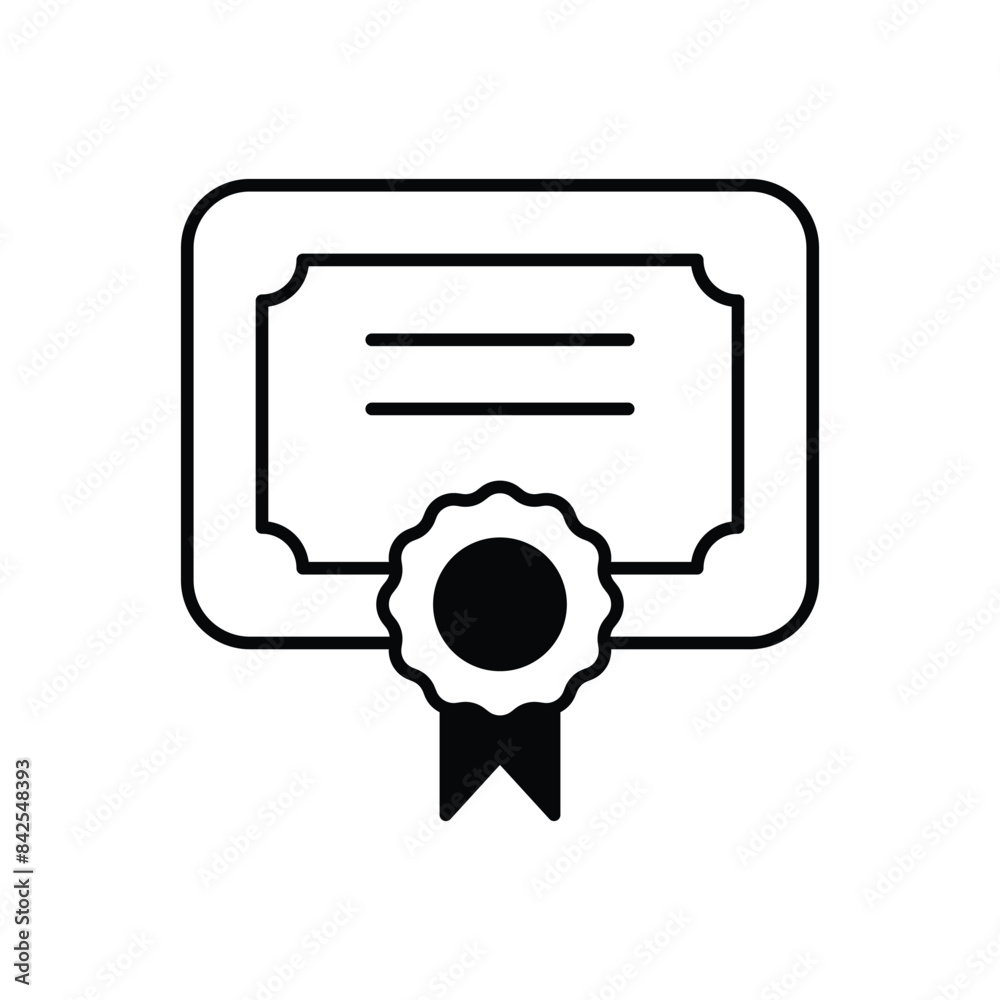 Certificate icon design with white background stock illustration