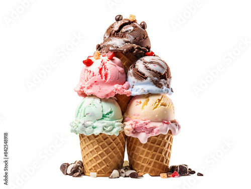 a group of ice cream cones