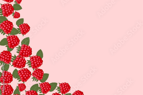 Fruit background with raspberries. Juicy ripe raspberry. Pink raspberries on a raspberry background for banner, cover, label. Suitable for advertising raspberry juice, jam, desserts. Berry background.