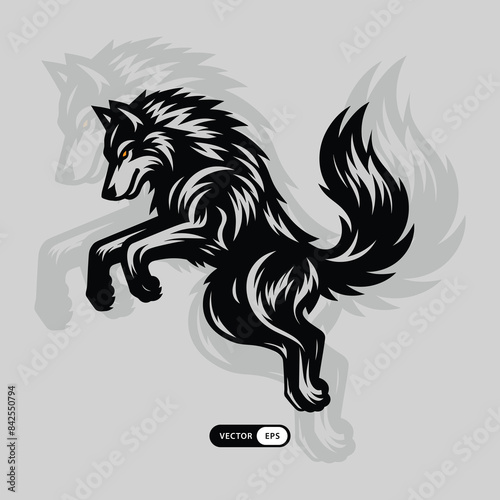 Wolf Silhouette Mascot Logo Vector