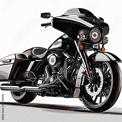 black touring motorbike vector template