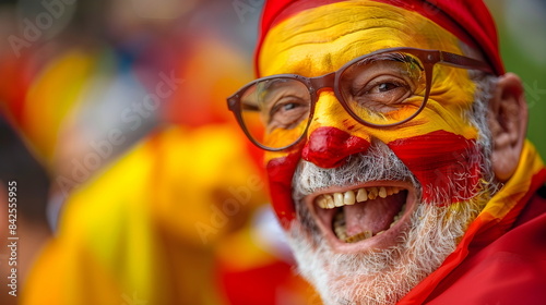Colorful Clown Face Paint Joyful Expression Spectacle Entertainment