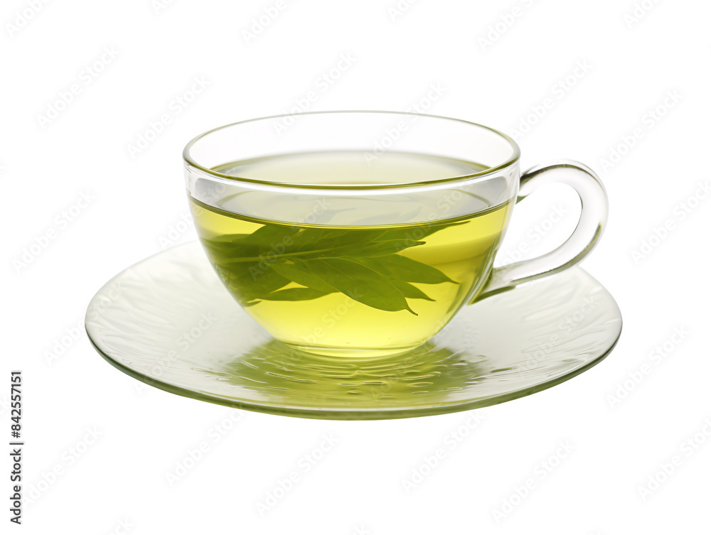 a glass cup with a green liquid and leaves on it a glass cup with a green liquid and leaves on it