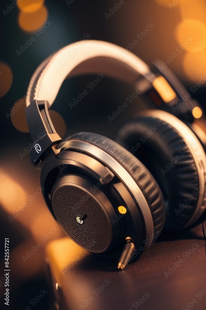headphones are sitting on top of a table