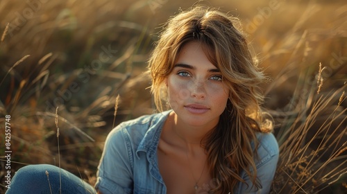 A woman in her late twenties wearing jeans and a shirt. 