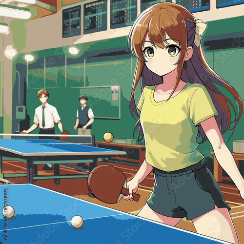 cartoon anime vector table tennis player