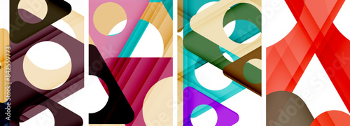 Abstract background set featuring captivating triangles. Harmonious blend of geometry and style, these designs bring modern flair