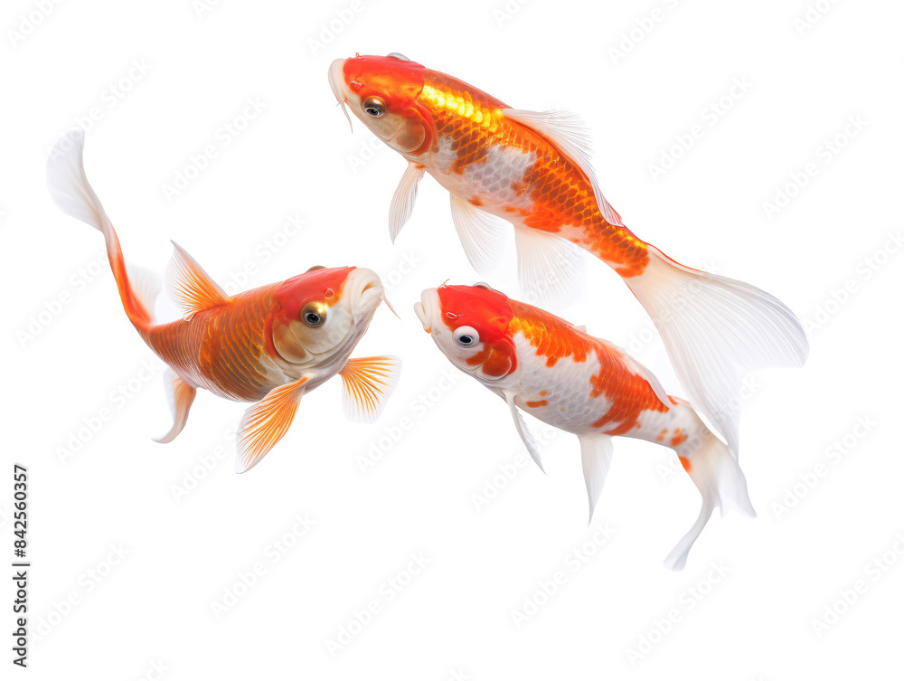 a group of orange and white fish a group of orange and white fish