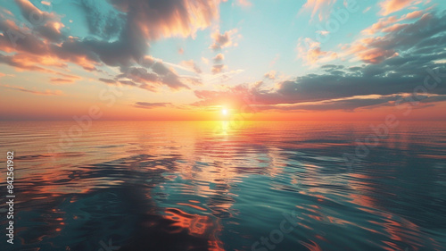 Beautiful scenery of the breathtaking sunrise reflecting in the sea