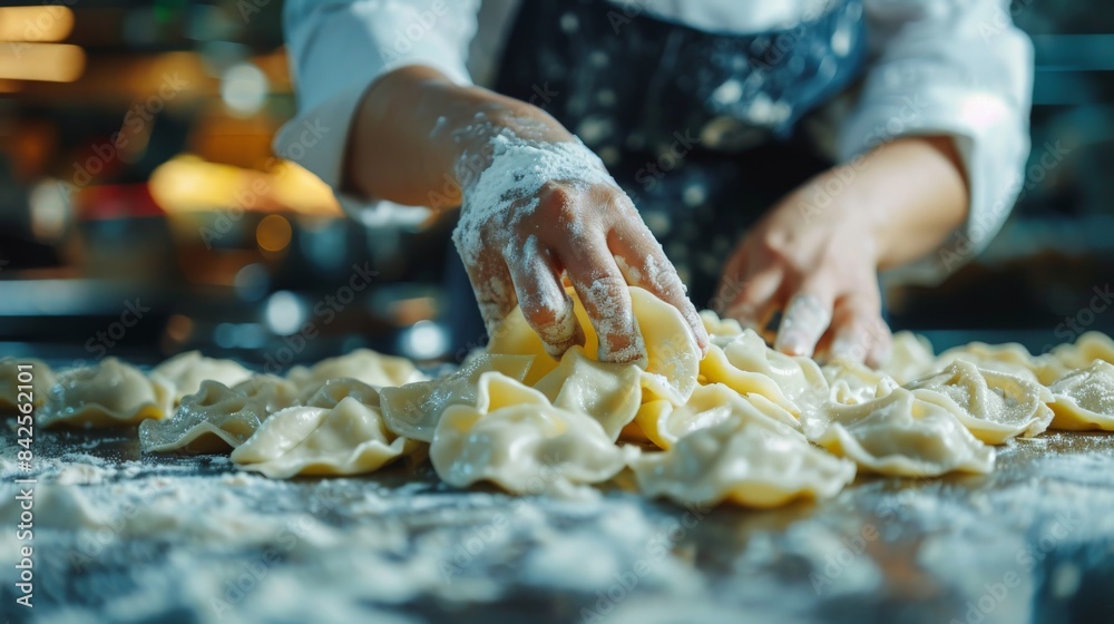 A Polish pierogi making workshop in a culinary school, where students learn about the cultural significance of this traditional dish.