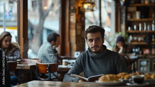 A Turkish coffee reading session in a cozy cafe, where patrons experience a taste of Turkish hospitality and cultural customs.