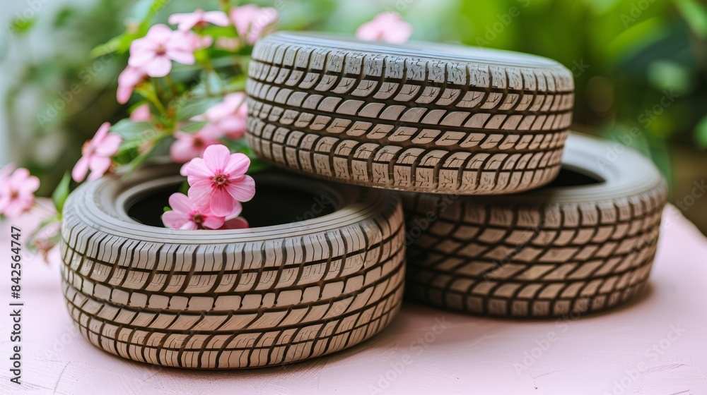 Tires neatly stacked on storage rack for optimal organization and space efficiency Tires neatly stacked on storage rack for optimal organization and space efficiency