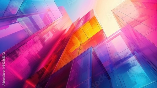 architectural setting featuring a blend of vibrant and visually striking designs, perfect for enhancing the visual allure of online meetings and video call backgrounds
