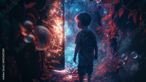 Boy Walks Through Magical Portal