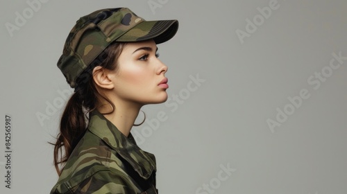 Woman in military uniform photo