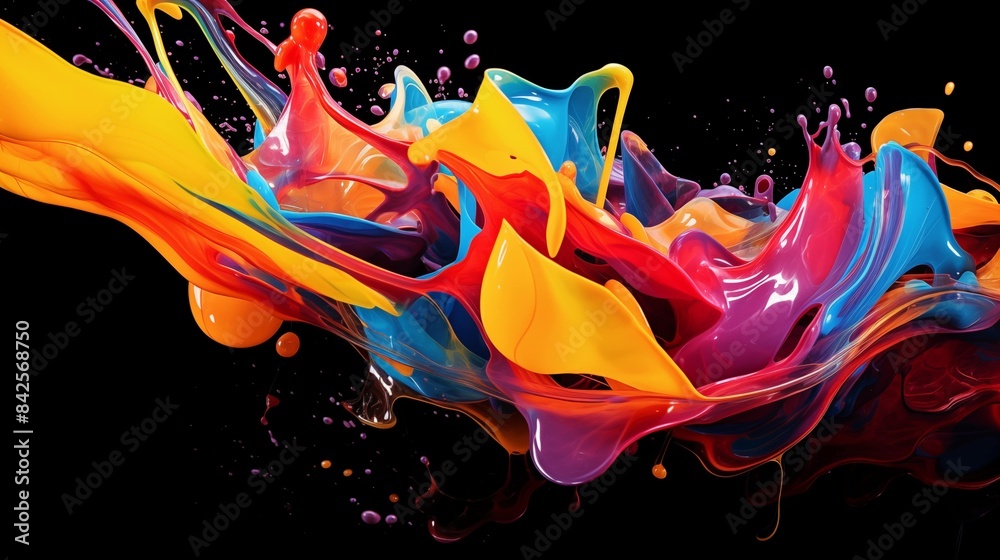 Fototapeta premium Colorful abstract explosion on a black background