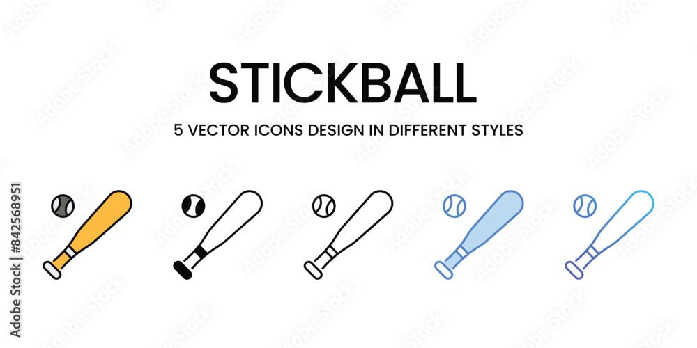 Stickball icons vector set stock illustration. Stickball icons vector set stock illustration.