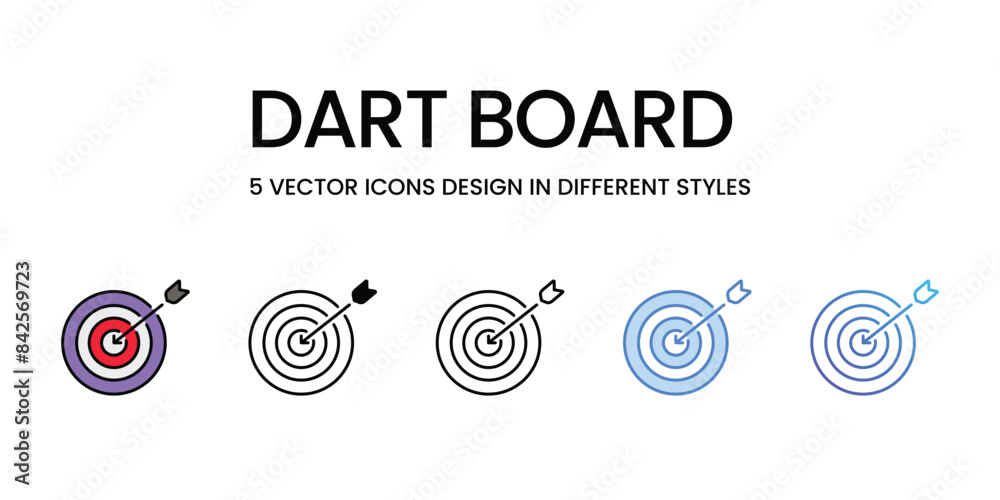 Dart Board icons vector set stock illustration.