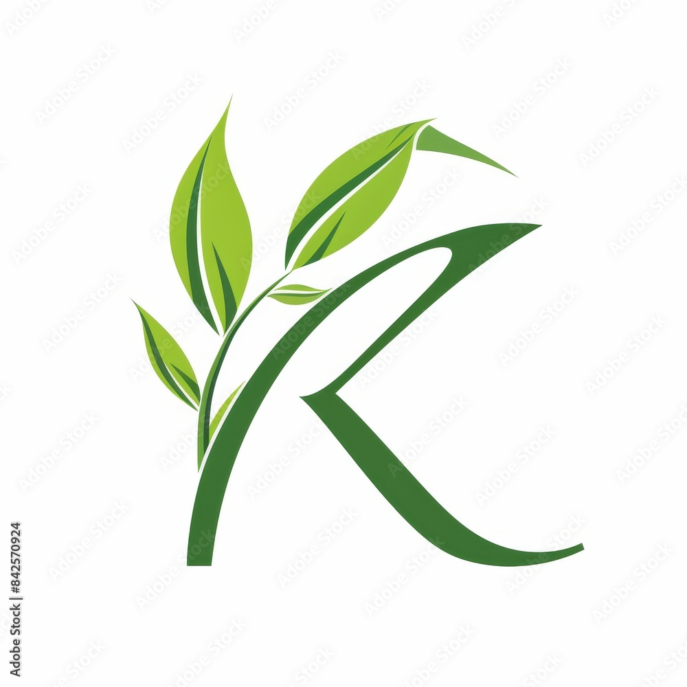 Fototapeta premium logo, vector design of green tea leaves in the shape of an 