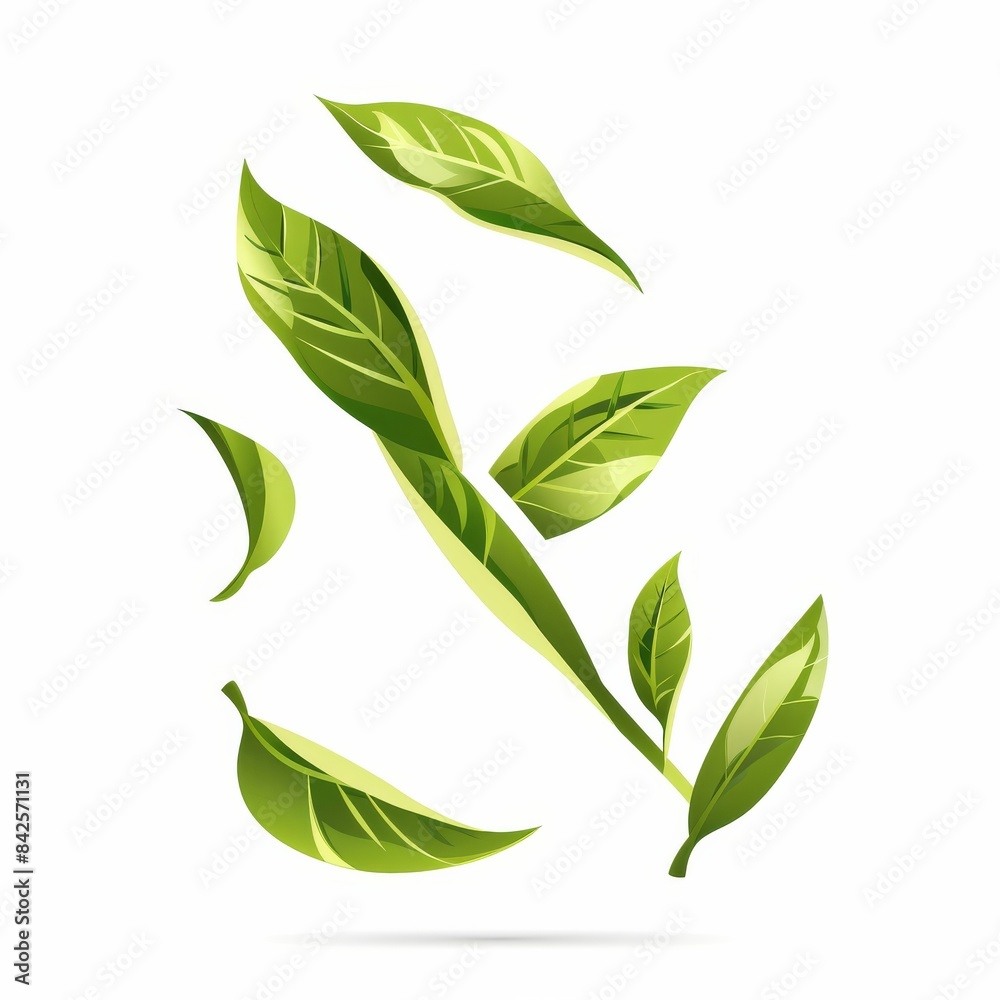 logo, vector design of green tea leaves in the shape of an logo, vector design of green tea leaves in the shape of an