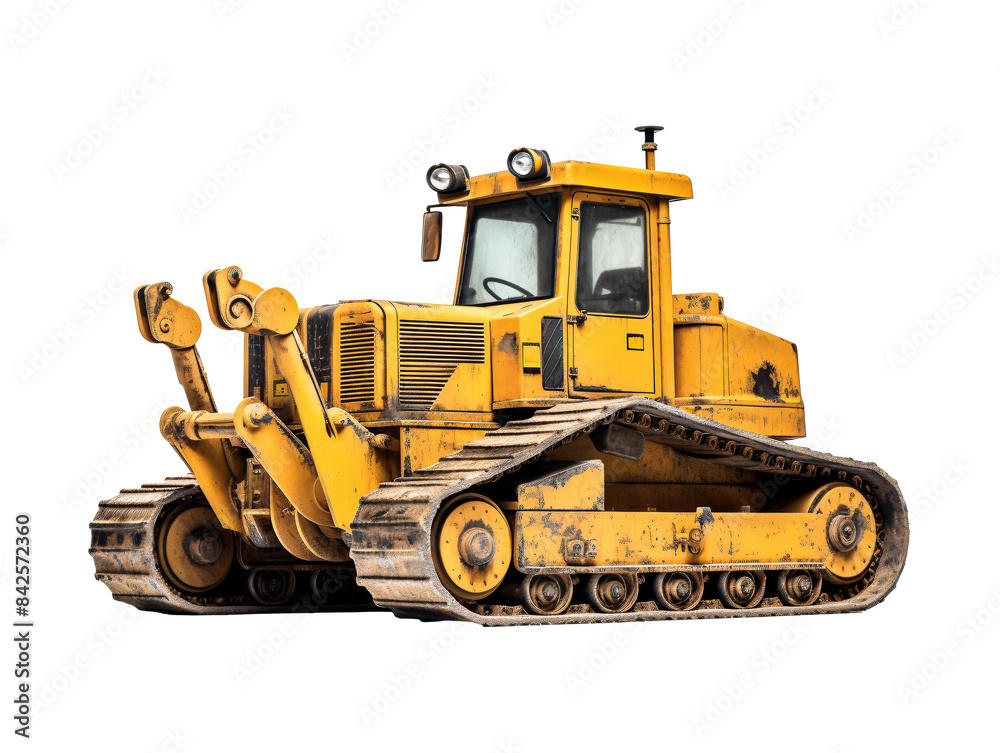 a yellow bulldozer with a white background a yellow bulldozer with a white background