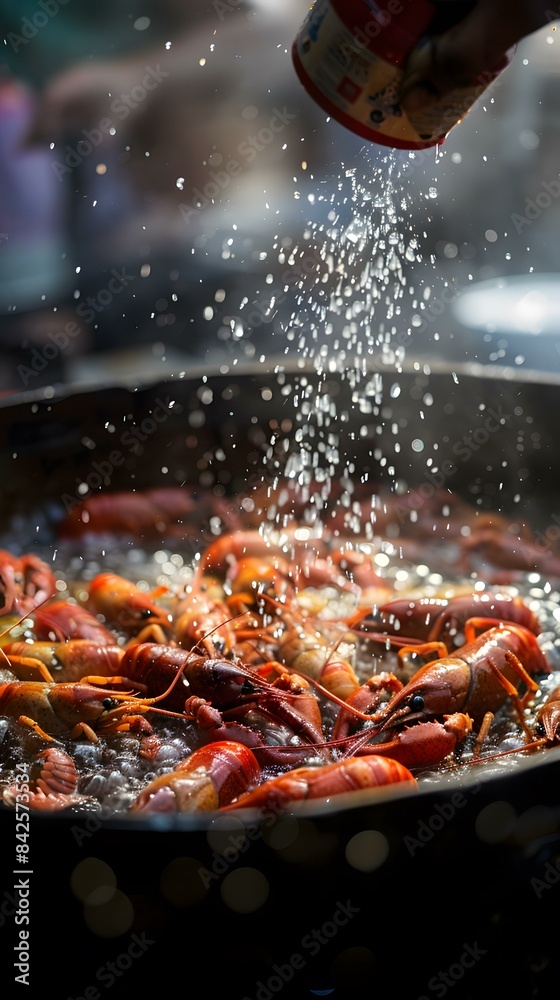 Cooking crayfish in a large pot Cooking crayfish in a large pot
