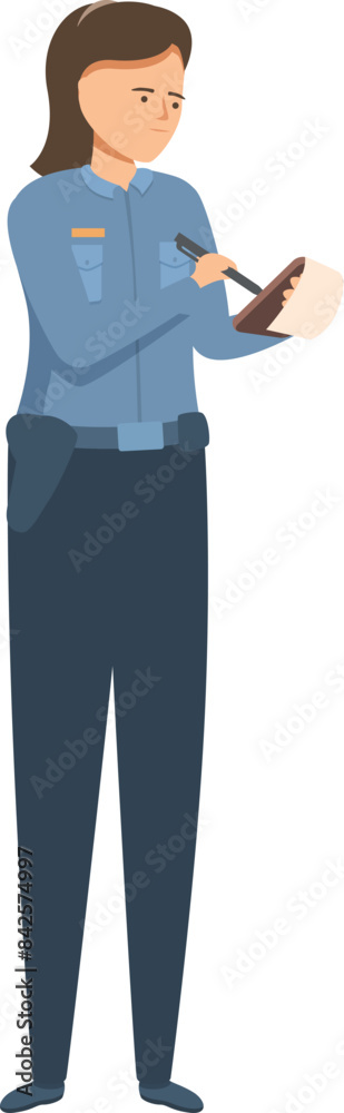 Female police officer is writing down details in her notebook Female police officer is writing down details in her notebook