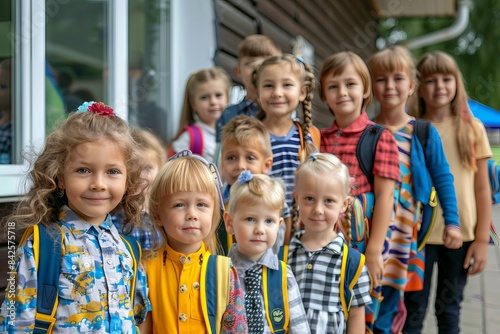 Children Lined Up on First Day of School © 42archit3ct