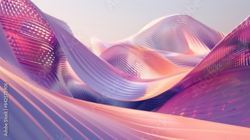  Vibrant 3D Digital Waves in Pink and Purple with Enhanced Depth and Texture