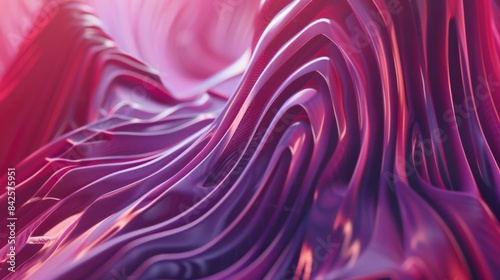  Vibrant 3D Digital Waves in Pink and Purple with Enhanced Depth and Texture
