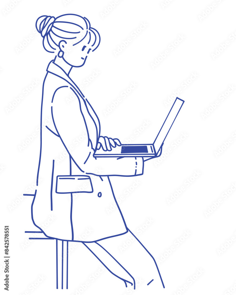 illustration Minimalist Line Art of a Woman Working illustration Minimalist Line Art of a Woman Working