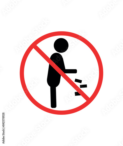 No Littering Sign Vector Illustration - High-Quality Design Isolated on White Background