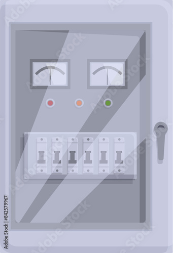 Electrical panel with fuses and ammeters controlling the power supply of a house or industrial facility