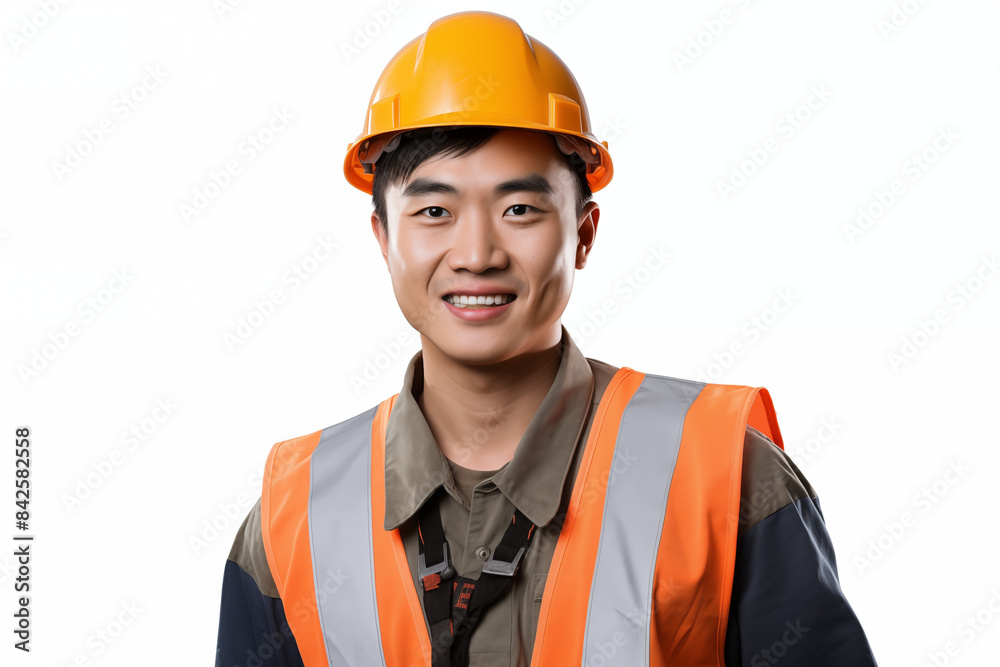 Smiling asian men bricklayer in work clothes on a white background. Mason at work. Job. Asian bricklayer. Image for graphic designer. Image for flyers. Construction company. AI
Smiling asian men bricklayer in work clothes on a white background. Mason at work. Job. Asian bricklayer. Image for graphic designer. Image for flyers. Construction company. AI